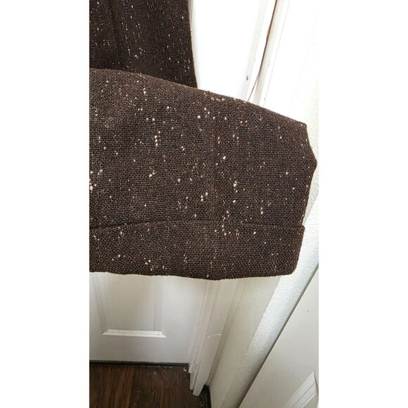 Vintage Jones New York Y2k Brown Speckled 90s 100% Wool Trousers Cuffed Hem - Picture 3 of 8